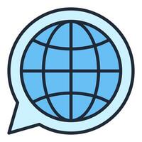 Speech Bubble with Earth Globe World blue icon or design element vector