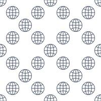 Earth Globe simple round seamless pattern in outline style vector