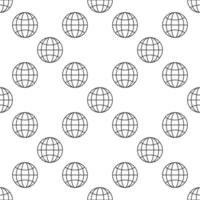 Earth Globe Hemisphere thin line round minimal seamless pattern vector