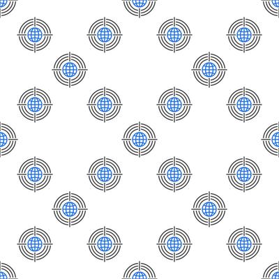 Earth Globe inside Target World outline seamless pattern