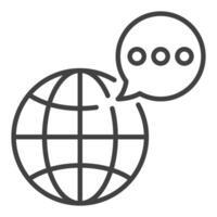 Earth Globe with Speech Bubble thin line icon or symbol vector
