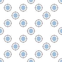 Arrows around World Earth Globe linear seamless pattern vector