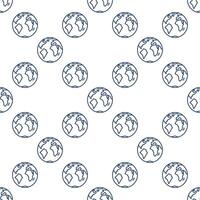 Earth minimal seamless pattern in thin line style vector