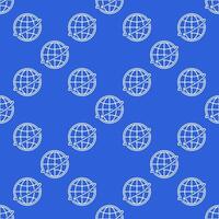 Earth Globe and Arrow Around seamless pattern in outline style vector