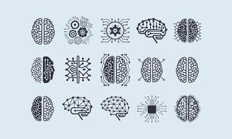 Artificial Intelligence and Neural Network Icons Premium Se vector