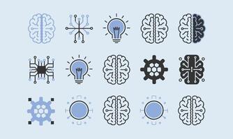 Creative Brain and Artificial Intelligence Icon Collection Editable Vectors