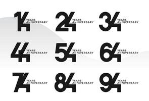 Set of Anniversary logotype and black color with white background for celebration vector