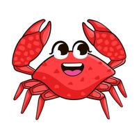 Smiling cute crab character in cartoon style vector