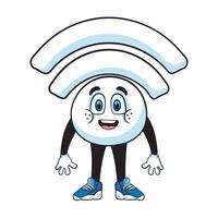Smiling cute Wi-Fi mascot character illustration vector
