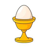British breakfast with boiled egg in egg cup, cartoon style vector