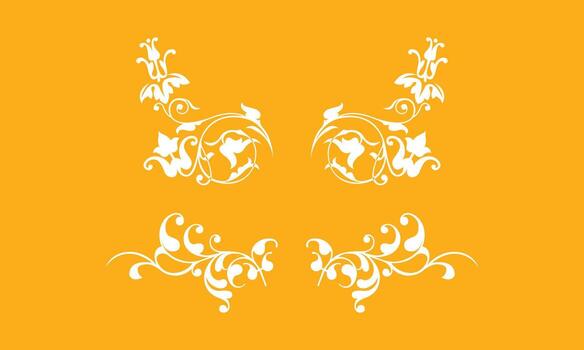 Baroque set scroll as element of ornament and design with spirals and rolling wings leaf. vector