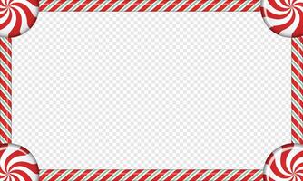 Rectangle candy cane frame with red and white striped lollipop pattern. illustration vector