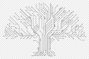 Circuit board tree. Tree data technology circuit line. Abstract futuristic circuit board. Futuristic technology design elements. illustration vector