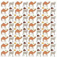sheep, camel with fruit as a pattern background vector