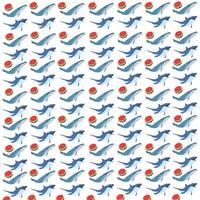 dolphin, whale with watermelon as a pattern background vector
