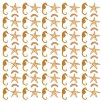 sea horse and starfish as a pattern background vector