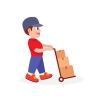 Safe and Quick Delivery with a Handcart vector