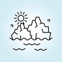 Sunny Day Iceberg in Ocean A Minimalist Line Art Illustration of a Melting Iceberg vector