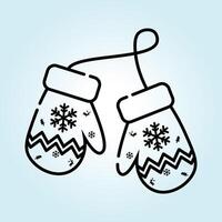 A Pair of Cozy Winter Mittens with Snowflake and Reindeer Design for Festive Season vector