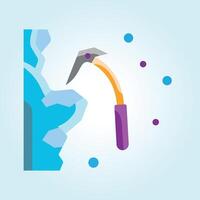 Ice Climbing Adventure A Colorful Illustration of an Ice Axe Breaking Ice vector
