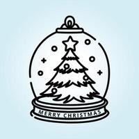 Merry Christmas Snow Globe Illustration Festive Holiday Tree Design vector