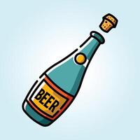 A Sparkling Celebration Awaits A Teal Beer Bottle with Cork Popping Open, Ready for a Festive Toast vector