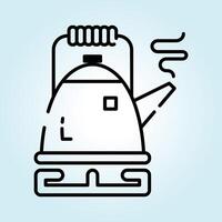 A Kettle on a Stovetop Boiling Water Icon Illustration Design Graphic vector