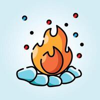 A Fiery Heart Embracing the Cold A Unique Digital Illustration of a Flame Nestled in Ice vector