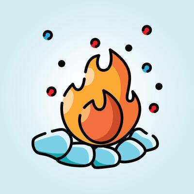 A Fiery Heart Embracing the Cold A Unique Digital Illustration of a Flame Nestled in Ice