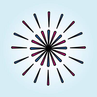 Abstract Fireworks Burst Design Pink and Blue Radiating Lines on Light Blue Background