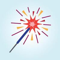 Sparkler Celebration A Festive Illustration of a Lit Sparkler Against a Light Blue Background vector