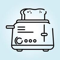 A Simple Line Art Illustration of a Toaster with Bread Popping Up, Perfect for Breakfast Theme vector