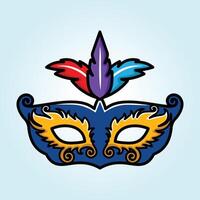 Vibrant Carnival Mask with Ornate Design and Colorful Feathers vector