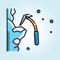 Ice Climbing Adventure A Climber Using an Ice Axe to Scale an Icy Mountain Wall vector