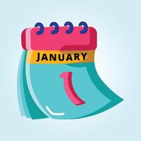 Vibrant January 1st Calendar Illustration Design A Colorful Tear-Off Calendar Page Showing the First Day of the New Year vector