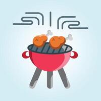 Delicious Grilled Chicken Legs on a Red Barbecue Grill A Perfect Summertime Cookout Scene vector