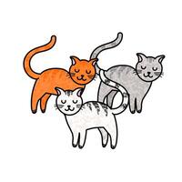 Colorful Illustration of Three Cats Isolated on White Background vector