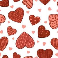 Colorful Valentines Day Seamless Pattern with Illustrations of Heart Shapes on White Background vector