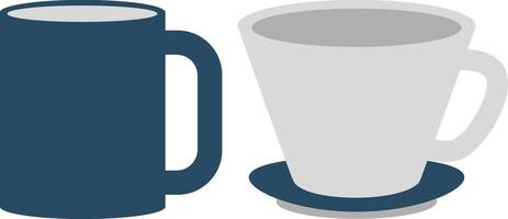 Two mugs are shown next to each other vector