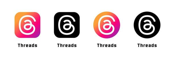 Threads icons. Threads logo. Threads social media icons illustration vector