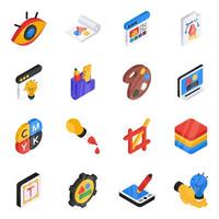 Pack of Location and Map Flat Isometric Icon vector