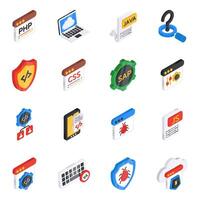 Set of Business Flat Isometric Icons vector