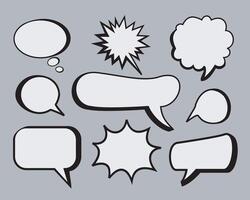 Hand drawn set of speech bubbles isolated on gray background. vector