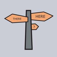 Wooden way direction sign isolated element.Signpost in two directions. vector
