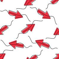 Seamless pattern featuring bold arrows created with continuous lines and vibrant red fill. Modern and dynamic design, perfect for backgrounds, fabrics, wallpapers, and digital projects. vector