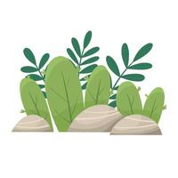 Stones with herbs and leaves, isolate for game locations. vector