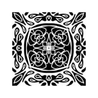 a black and white design with a floral pattern vector