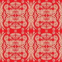a red and gold pattern with ornate designs vector