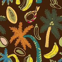 tropical fruit and palm tree pattern vector