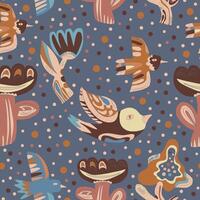 a pattern with birds and cactus plants vector